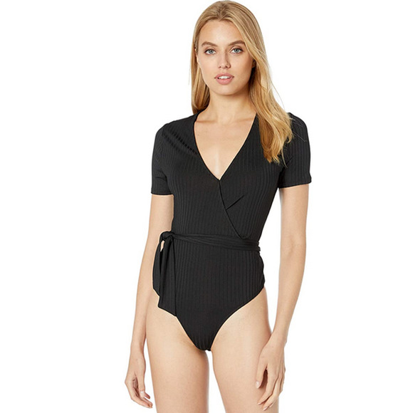 ASTR The Label Women Wrap Bodysuit Black Size L - Picture 1 of 2